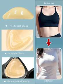 1 Par de Almofadas Adesivas Dupla Face para Peito, Almofadas Adesivas para Peito - Almofadas de Elevação Triangulares - Almofadas Reutilizáveis, Almofadas Invisíveis Grossas para Sutiã e Maiô Bikini, À Prova d'Água para Natação