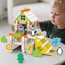 Sabiduría de ensamblaje de espigas y mortajas, sueños infantiles - Bloques de construcción con temas de escuela, hospital, zoológico, estación de bomberos, comisaría de policía, granja, juguetes educativos de construcción creativa