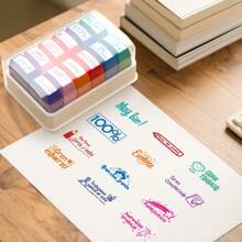 Spanische positive Aufmunterungsstempel, Set mit 12 Stück/8 Stück/5 Stück, Klassenraum-Bewertungsstempel für Einstellung und Fortschritt, Lehrerkadeau, spanisch Lernklassenzimmer Wesentliche mit Aufbewahrungsablage, Schulbedarf, Schulanfang