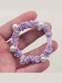 梨形 L 型发圈，韩式细大卷发圈，彩色珍珠奶茶面料小发圈发饰，马尾辫夹，发圈，发圈 - 彩色 - 查看 3