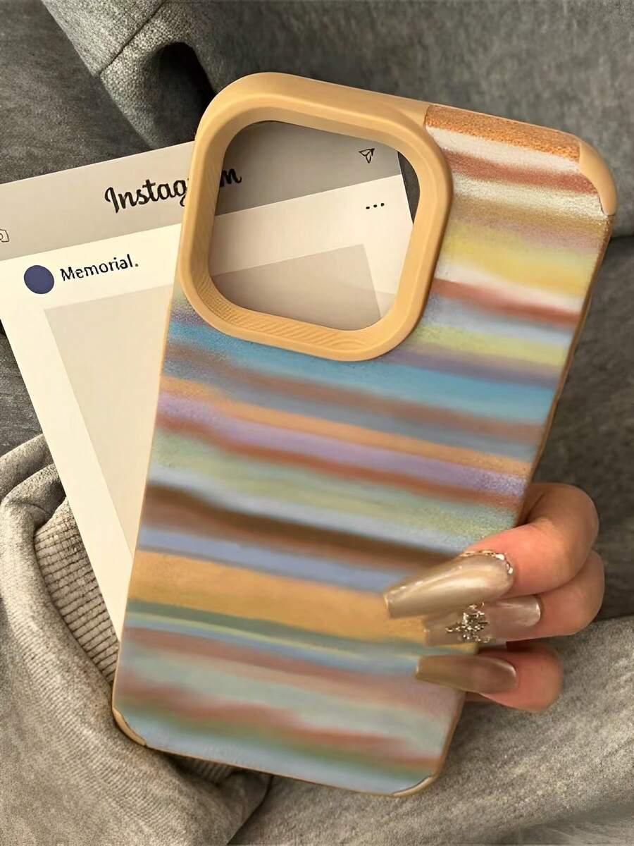 Colorful Gradient Stripes Fur Protective Case, High Value And Stylish, A Perfect Gift For Friends And Family Suitable For 11 12 13 14 15 16 17 17Air X XS Pro Max Plus - Nhiều màu - Xem 1