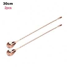 cuchara de barra agitadora de acero inoxidable, 30/40cm, mezcla de onzas, cuchara de cóctel, patrón en espiral, herramientas de barman, cuchara de Teadrop, herramienta de barra - Rosa de 30 cm, 2 piezas - Ver 2