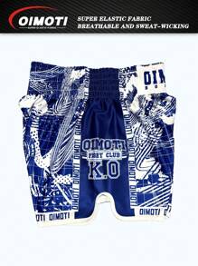 OIMOTI Yellow Tiger Printed Loose Fit Boxing/MMA Pants, Men's Fitness Jogging Running Fighting Sports One Championship Elastic Workout Pants