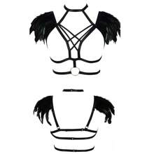 Festliches Federschal-Top, Schal-Cape, Accessoires zum Anziehen Federn-Körpergeschirr für Frauen Tops Cape Schal Schulterschal Punk Gothic Rave Dance Festival Kragen mit Manschetten Schulter Abzeichen Anziehsachen Künstliche Federn
