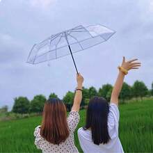 1把8根加厚PVC透明折叠伞，户外拍照旅行三折伞，适用于学校、办公室、家庭、旅行、春夏精选、伴娘礼物、房间、卧室装饰、海滩、旅行、男女通用、度假、可爱小物 - 彩色 - 查看 4