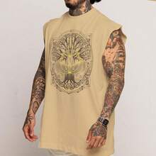Oversized Long Cotton Tank Top Elden Ring Symbol Art Game Geek Mode - Vàng - Xem 3