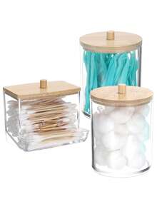 3 件装浴室梳妆台棉签收纳架、浴室圆球牙线盒、药瓶收纳盒