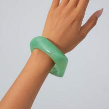 1 pieza Brazalete geométrico exagerado retro, semitraslúcido, de resina de colores para mujeres