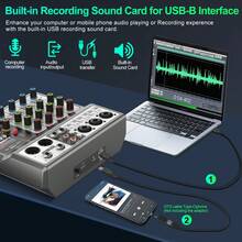 Aveek 5-Channel  – Bluetooth Streaming, USB Recording & Studio Effects For Live Sound & Podcasting - 黑色 - 查看 1