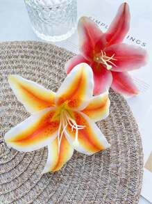 2 PCs Lily Flower Hair Clips Set, Bohemian Style Minimalist Fashion Resin Material Gradient Large Lily Flower Hair Clips, Suitable For Commuting, Travel, Daily Outfit Matching, Side Clip Hair Styling Accessories, Summer Accessories, Claw Clips, Hair Slide, Hair Claws, School Stuff