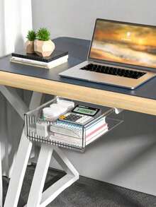 1 hộp đựng đồ dưới bàn - Hộp lưu trữ ẩn có nhiều ngăn, nhựa PET bền tiết kiệm nước, có thể đứng riêng hoặc gắn tường để sắp xếp đồ dùng trên bàn làm việc ở văn phòng và học sinh, đồ dùng và phụ kiện cho bàn làm việc ở văn phòng - Nhiều màu - Xem 7