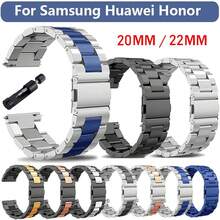 VA VA VOOM 1pc Galaxy Watch Band, 20mm/22mm Stainless Steel Quick Release Strap, Compatible With Huawei Watch, Watch, Honor Watch, Galaxy Watch Gear Active2/S2, Gear S3, GT 2, Watch GT2 (42mm/46mm), Adjustable Replacement Band, Also Suitable For Samsung, - Black - View 2