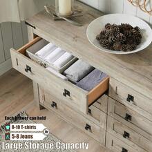 Cómoda rústica de 8 cajones para dormitorio, cómoda doble rústica de madera para soporte de TV, organizador de cómodas de almacenamiento amplio para sala de estar, pasillo, roble rústico claro - Light Rustic Oak - Ver 5