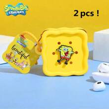 SPONGEBOB 1PC/2PCS SpongeBob SquarePants Officially Licensed SpongeBob DIY Silicone Bag Waterproof Wearproof Coin Purse Headphone Bag Cute Cartoon Carry-On Bag Birthday Gift For Friends Family