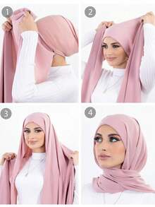 1 件女士经典休闲套头雪纺围巾，纯色舒适透气莫代尔面料颈部保暖，头巾，一体式头巾，适合日常穿着