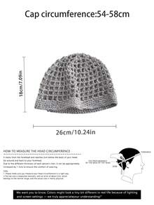1顶闪亮网眼针织帽，手工镂空针织帽，时尚钩编头巾，透气宽松针织帽，复古别致头饰，适合春夏、海滩等场合佩戴。 - 鉤編鏤空 - 查看 3