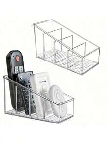 1 pieza Soporte transparente para control remoto de escritorio, caja de almacenamiento de plástico para organizar controles remotos