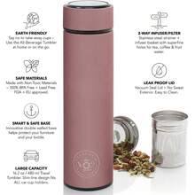 Local Shipping-Teabloom - The ORIGINAL All-Brew Travel Tumbler &  | OPRAH's Favorite | 16oz/480ml Insulated Water Bottle/Tea Flask/Cold Brew Coffee Mug - Rose Gold - View 3