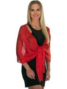 Metallic Glitter Shawl Wrap For Evening Dresses And Weddings - Merah - View 8