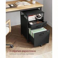 VASAGLE Archivador Móvil con 2 Cajones Archivador de Oficina con Ruedas 44 x 42 x 69 cm Compartimento Abierto Negro Tinta MOFC077B16 - NegroInk - Ver 5