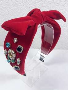 1 件时尚面料花卉水钻蝴蝶结头带，巴洛克宽带头饰，简约而独特的设计，打造完美发型，非常适合拍照，适合居家、郊游、派对、婚礼和各种场合，蝴蝶结配饰，女士发带头带，发饰，发箍