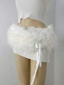 全新纯白色蓬松腰带，仿皮草GOA皮草腰带，羊毛皮草腰带，欧美性感热销款，女士夏季、秋季、秋季、万圣节蓬松腰带 - 彩色 - 查看 7