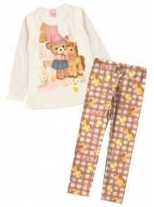 Conjunto Infantil Menina Meia Estação Inverno Fazendinha Off