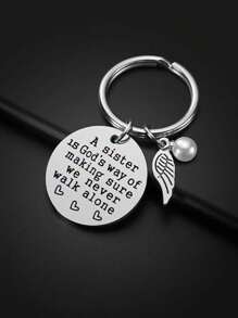 Sister Keychain - A Is God's Way Of Making Sure We Never Walk Alone Keychain Jewelry Christmas Birthday Gifts For Sisters Goth
