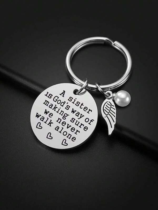 Sister Keychain - A Is God's Way Of Making Sure We Never Walk Alone Keychain Jewelry Christmas Birthday Gifts For Sisters Goth