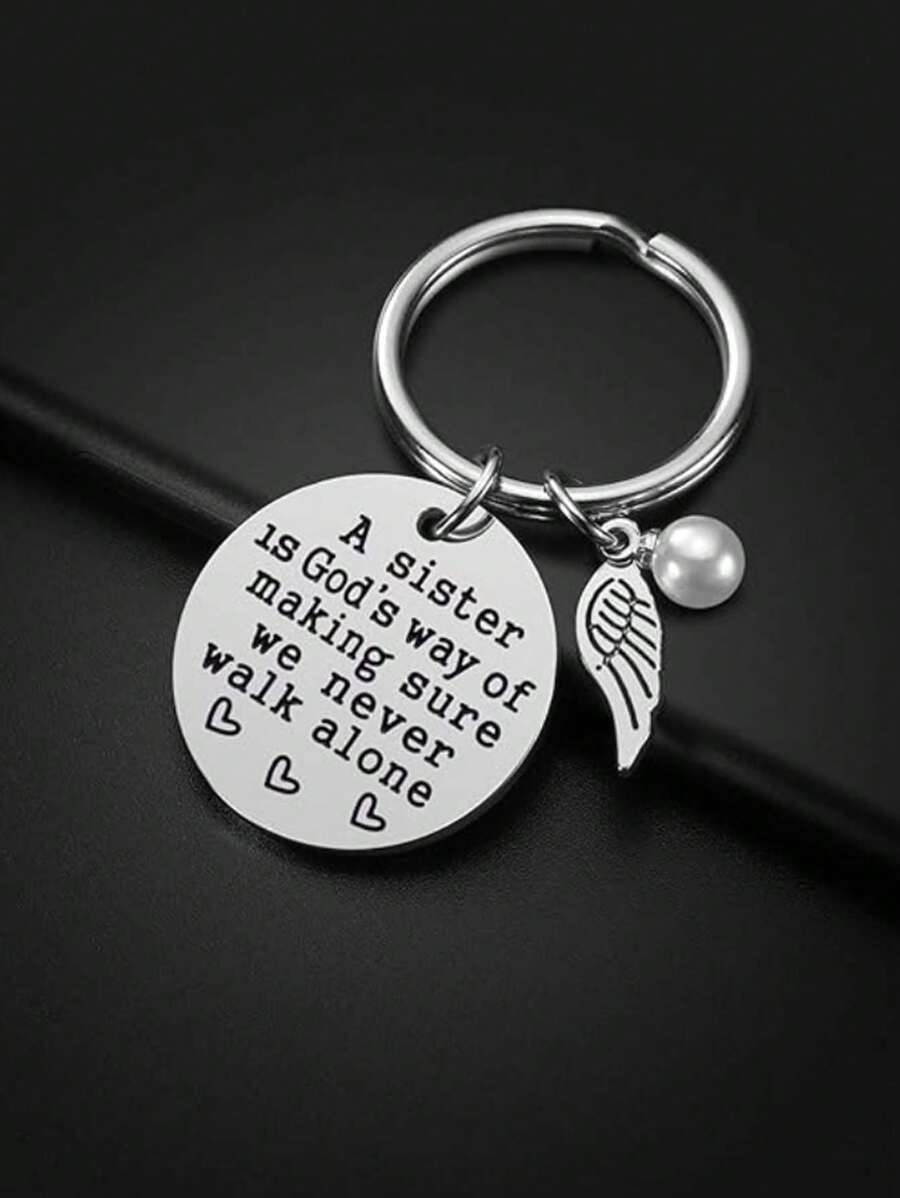 Sister Keychain - A Is God's Way Of Making Sure We Never Walk Alone Keychain Jewelry Christmas Birthday Gifts For Sisters Goth