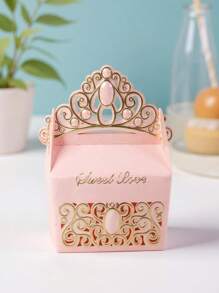 5pcs/Set European Style Wedding Party Decoration Elegant Crown Gift Box, Birthday Party Favor Paper Candy Boxschool Supplies,Back To School
