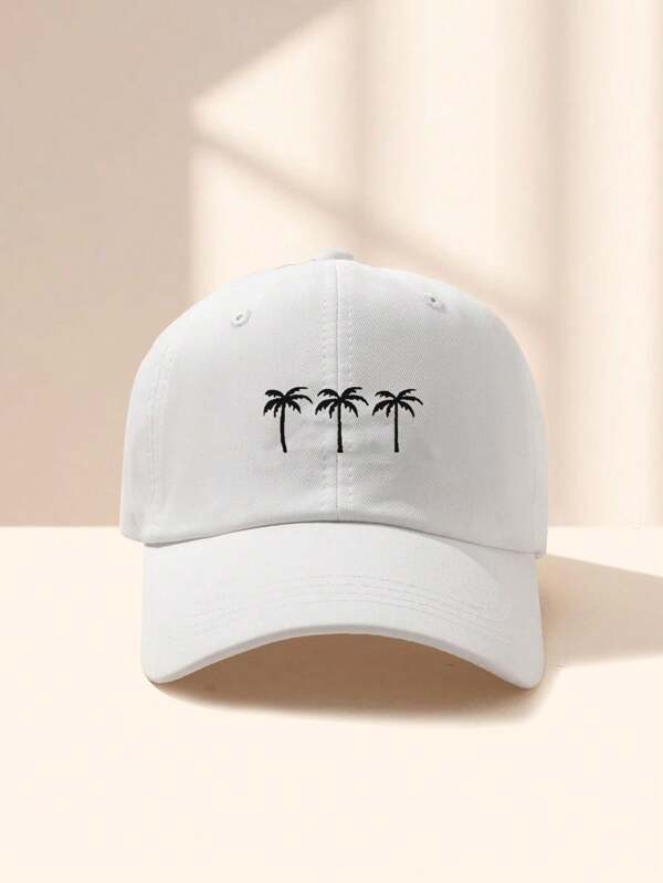 1pc Printed 3 Palm Tree Baseball Cap, Adjustable Outdoor Casual Hat, Sun Protection Visor, Sports Cap