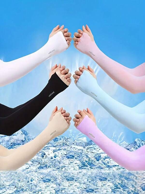 4 Pairs Sunscreen Ice Sleeves UV Protection Elastic Long Sleeves Casual Cycling Sports Gloves Summer Outdoor Arm Warmers Autumn Outfits Halloween Costumes Black Arm Sleeve Gifts For Men