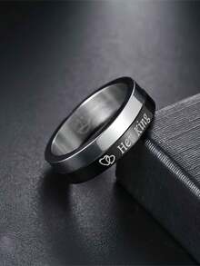 1 Rotating Her King His Queen Couple Heart To Heart Promise Wedding Ring Relieves Anxiety Rotating Ring - Multicolor - View 8