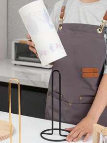 1pc Elegant Metal Iron Paper Towel Holder Stand For Kitchen, Countertop Tissue Box Cover Dispenser, Wall-Mount Free Bathroom Paper Towel Rack For Home Decor