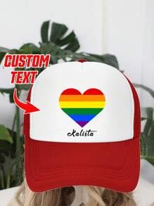 Șapcă de baseball personalizată imprimabilă cu text/nume, 1 buc., cu imprimeu floral al lunii mândriei, pălărie unisex pentru șofer de camion, potrivită pentru petrecere, festival, aniversare