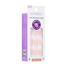 KISS ImPRESS No Glue Mani Press On Nails, French, 'Heroic', Light Neutral + White Tip French, Short Size, Squoval Shape, Includes 30 Nails, Prep Pad, Instructions Sheet, 1 Manicure Stick, 1 Mini File - 英勇 - 查看 8