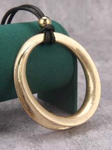 1 pieza Pendiente grande de aro retorcido minimalista exagerado de moda, collar largo unisex vintage de hip-hop con cuentas de , bronce y plata, regalo de pareja, regalo de joyería