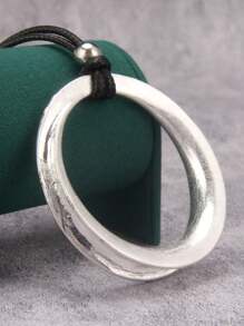 1 pieza Pendiente grande de aro retorcido minimalista exagerado de moda, collar largo unisex vintage de hip-hop con cuentas de , bronce y plata, regalo de pareja, regalo de joyería