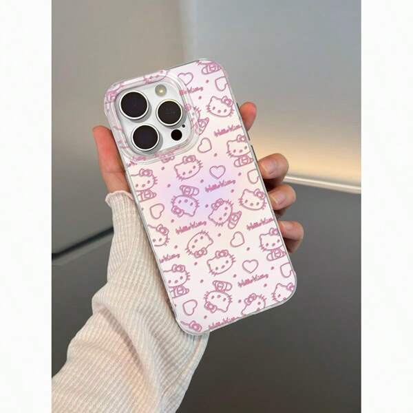 Sanrio 1 pezzo Custodia per telefono Sanrio Hello Kitty Gradient Love KT Cat compatibile con Apple 15, versatile, Custodia per telefono 17pro, Custodia per telefono a gradiente d'amore carina, Custodia per telefono 16promax, Custodia per telefono 14plus bianco leggero, Custodia per telefono 13 a doppio strato, Protezione antiurto e antiurto