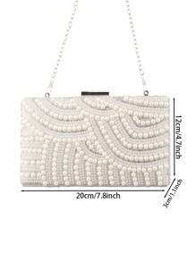 Bolso de mano vintage con cuentas de perlas, bolso formal de fiesta hecho a mano con tachuelas de rhinestones para mujeres