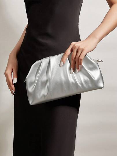 Retro Vintage Solid Color Zippering Clutch Wallet, All-Match Large Capacity Carry On Purse, Stylish PU Bag For Women, And For Wedding, Party, Prom, Dinner