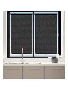 Easy Install Sunshade Curtain Set - Fits Doors, Windows And Car Windows | Heat And UV Protection | Classic Home Decor Style (Suction Cups Included) - Black - View 6