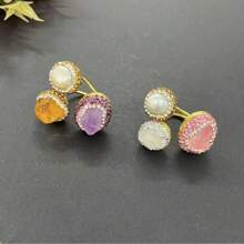 New Natural Crystal Ring, High-End Fully Paved Adjustable Open Ring, Tarnish Resistant Electroplated Jewelry, Suitable For Live Streaming Cross Border E-Commerce