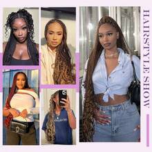 36-Inch Super Long Curly Braided Wig, Lace Front Woven Synthetic Wig With Baby Hair, Lace Box Braid Wig For Daily Wear - Multicolor - View 8