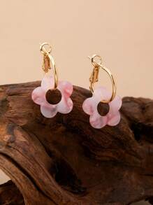1 par de brincos de argola florais elegantes em estilo boêmio, adequados para mulheres usarem diariamente, presente de Natal