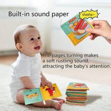1 pièce Livre d'activités en tissu pour bébé, livre en tissu anglais avec papier froissé, jouet éducatif pour le développement des tout-petits de 1 à 3 ans