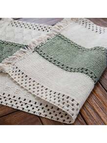 Camino de mesa bohemio, corredores de mesa de macramé para decoración del hogar, corredor de mesa de macramé crema y marrón con flecos para decoración boho de comedor, dormitorio, y fiesta nupcial rústica