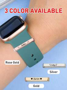 1/2Pcs Custom Engraved Name Watch Band Charm, Customized Watch Charm Accessories, Personalized Smart Watch Charm, Customizable Watch Strap Bar Charm Band Charm Accessories, Birthday Gift, 2.1cm/0.82in, Gold/Silver/Rose Gold, Anniversary Gift,Jewelry & Watches,Chic Autumn,Elegant Outfit - Style a - View 5