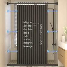 1 faltbarer Badezimmer Duschvorhang Set, grauer Vorhang aus hochtemperaturbeständigem, knitterfreiem Polyester, wasserdicht, schimmelresistent, mit Haken, maschinenwaschbar, modernes Design für den Schulanfang
